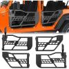 Nilight Rear Bumper & Spare Tire Rack & Hitch Receiver w/2 LED Lights Compatible for 2007-2018 Wrangler JK for 2007-2018 Wrangler JK & Unlimited(JK Tubular Doors)