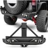 Nilight Rear Bumper & Spare Tire Rack & Hitch Receiver w/2 LED Lights Compatible for 2007-2018 Wrangler JK for 2007-2018 Wrangler JK & Unlimited(Rear Bumper&Spare Tire Rack)