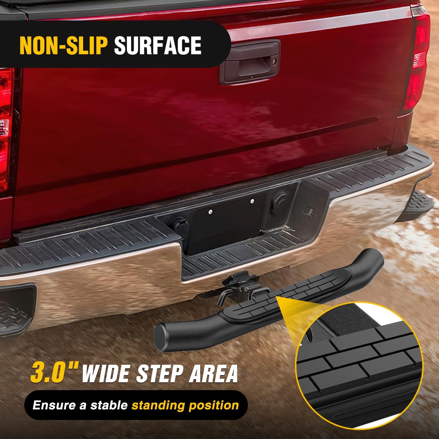 image:imageNilight 36 Hitch Step Fits 2 Receivers 3 Round Tubing Stainless Steel with Rubber NonSlip Pad Rear Bumper Guard with 58 Hitch Pin Clip amp UBolts Stabilize for Pickup Truck Car SUV36 Inch Hitch Step w Rubber Pad
