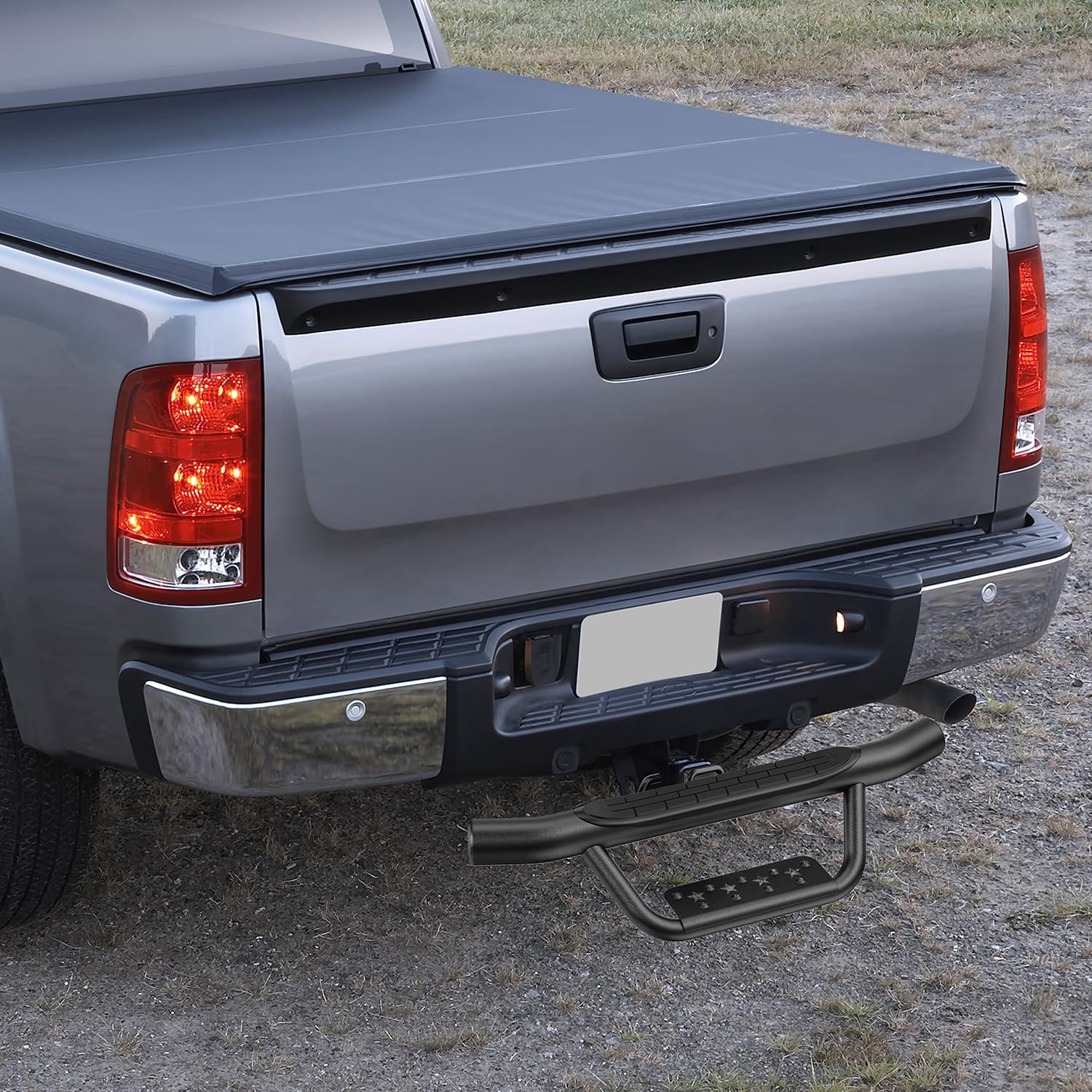 image:imageNilight 36 Hitch Step Fits 2 Receivers 3 Round Tubing Stainless Steel with Rubber NonSlip Pad Rear Bumper Guard with 58 Hitch Pin Clip amp UBolts Stabilize for Pickup Truck Car SUV36 Inch Hitch Step Drop w Rubber Pad