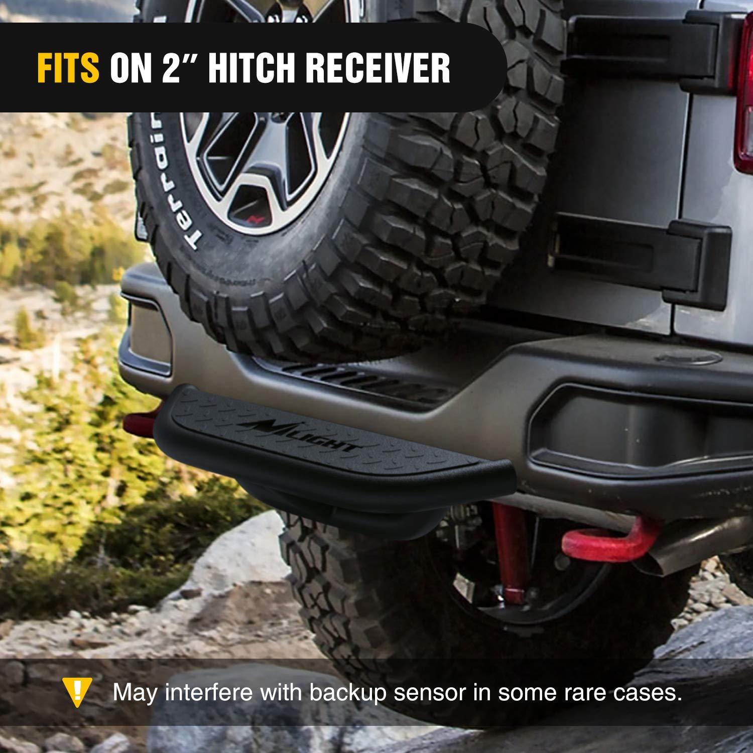 image:imageNilight 36 Hitch Step Fits 2 Receivers 3 Round Tubing Stainless Steel with Rubber NonSlip Pad Rear Bumper Guard with 58 Hitch Pin Clip amp UBolts Stabilize for Pickup Truck Car SUVHeavy Duty Hitch Step