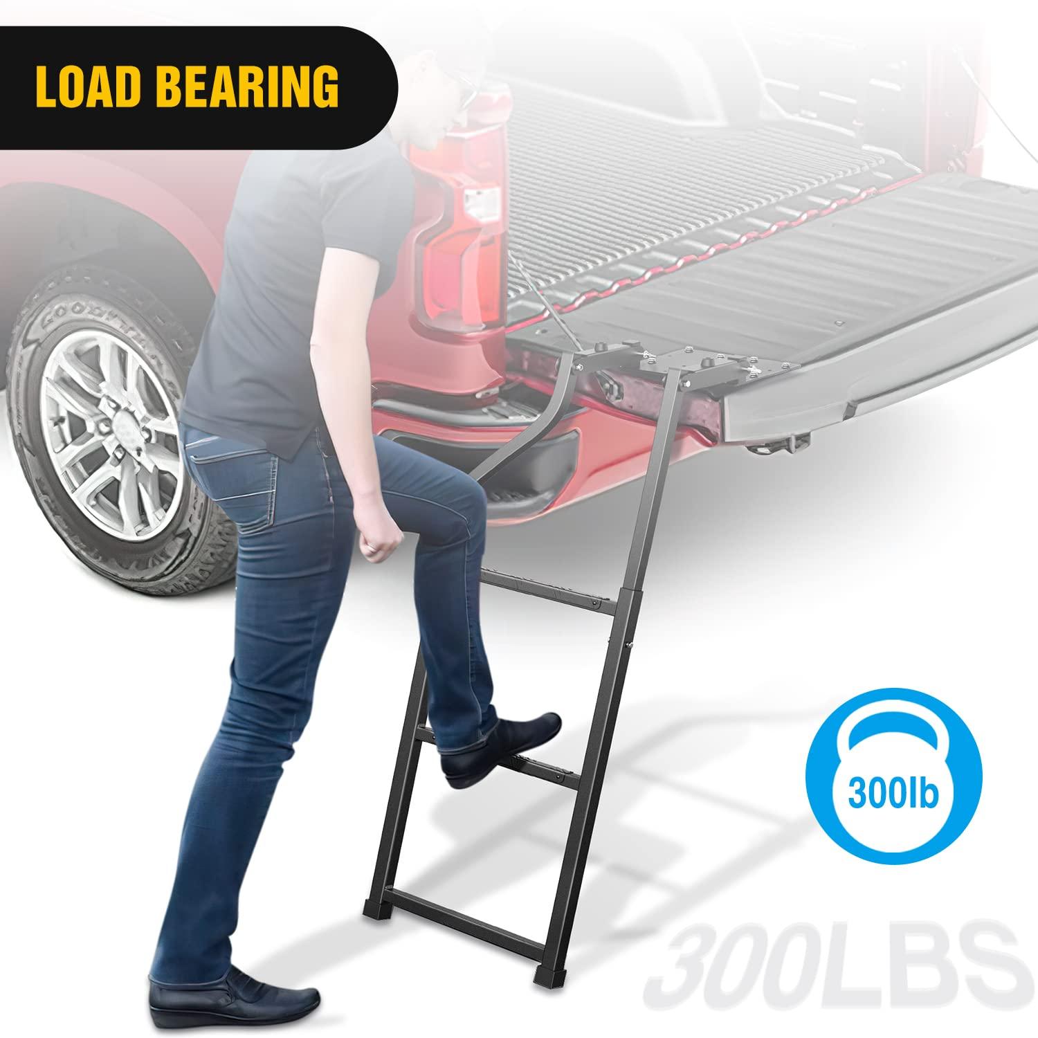 image:imageNilight 36 Hitch Step Fits 2 Receivers 3 Round Tubing Stainless Steel with Rubber NonSlip Pad Rear Bumper Guard with 58 Hitch Pin Clip amp UBolts Stabilize for Pickup Truck Car SUVFoldable Truck Tailgate Ladder