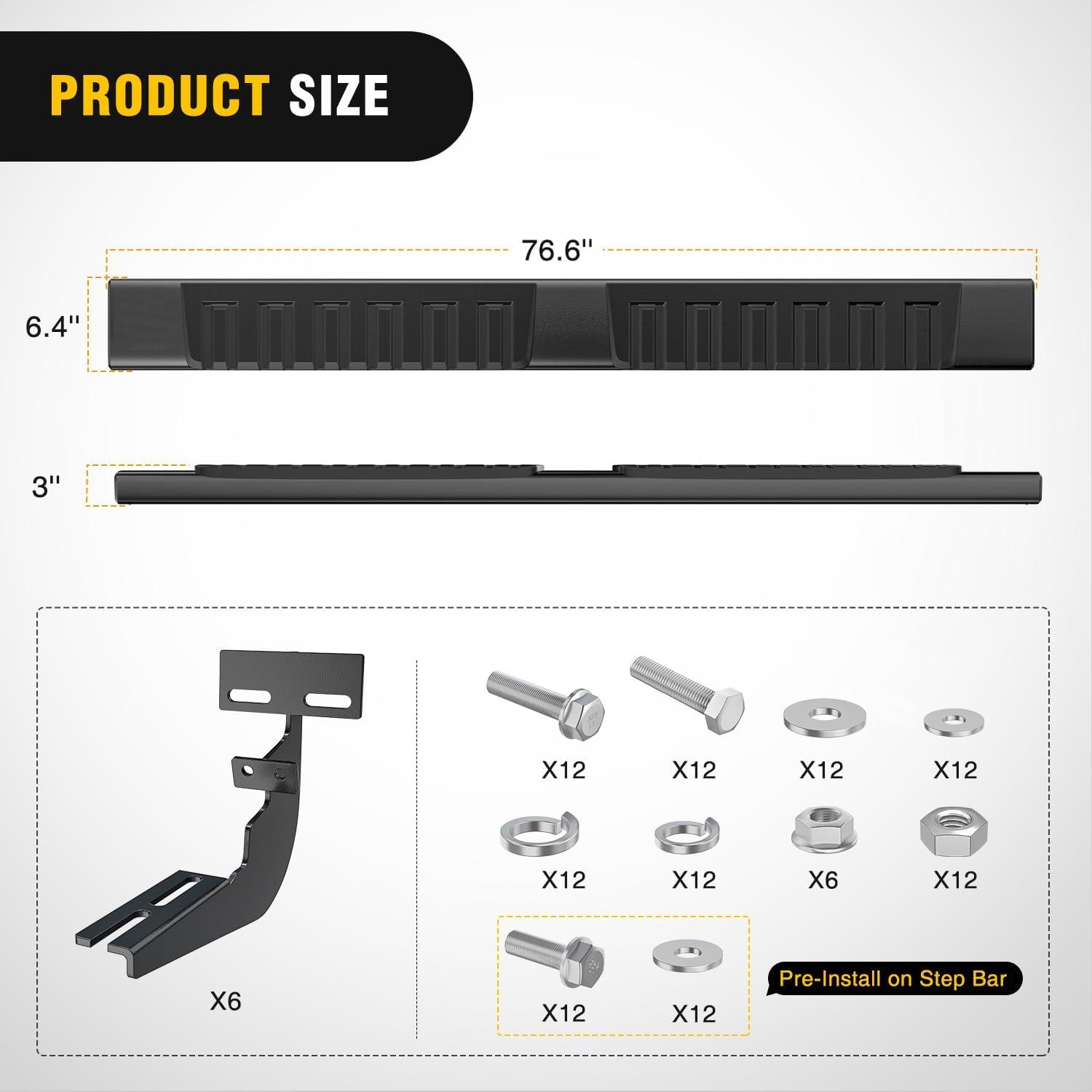 image:imageNilight Running Boards Compatible with Dodge Ram 20192024 1500 New Body Style Crew CabExclude 20192024 Classic 6 Inch Side Step 2 Years WarrantyBlack