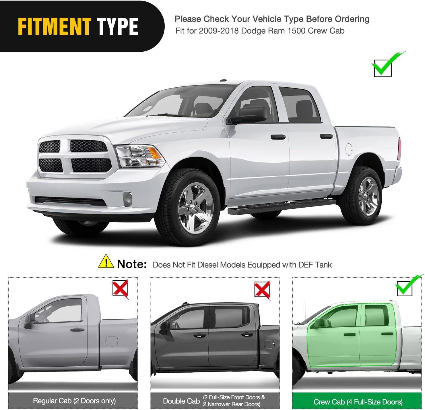 image:imageNilight Running Boards Compatible with Dodge Ram 20192024 1500 New Body Style Crew CabExclude 20192024 Classic 6 Inch Side Step 2 Years WarrantyBlack