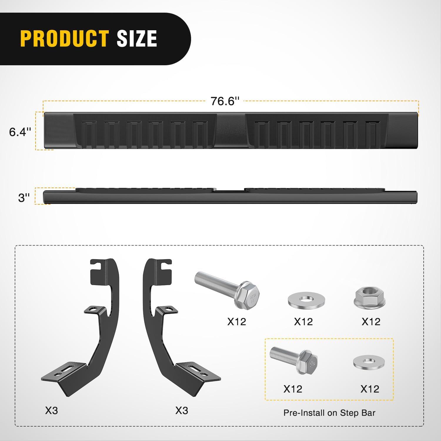 image:imageNilight Running Boards Compatible with Dodge Ram 20192024 1500 New Body Style Crew CabExclude 20192024 Classic 6 Inch Side Step 2 Years WarrantyBlack