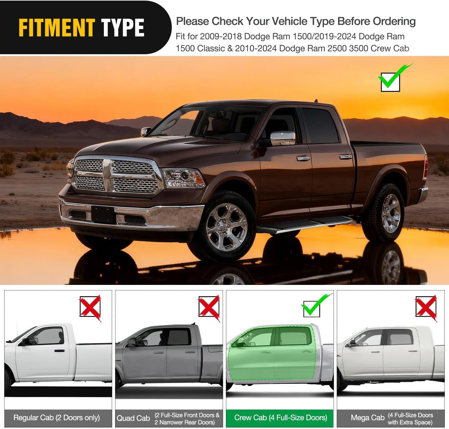 image:imageNilight Running Boards Compatible with Dodge Ram 20192024 1500 New Body Style Crew CabExclude 20192024 Classic 6 Inch Side Step 2 Years WarrantySilver