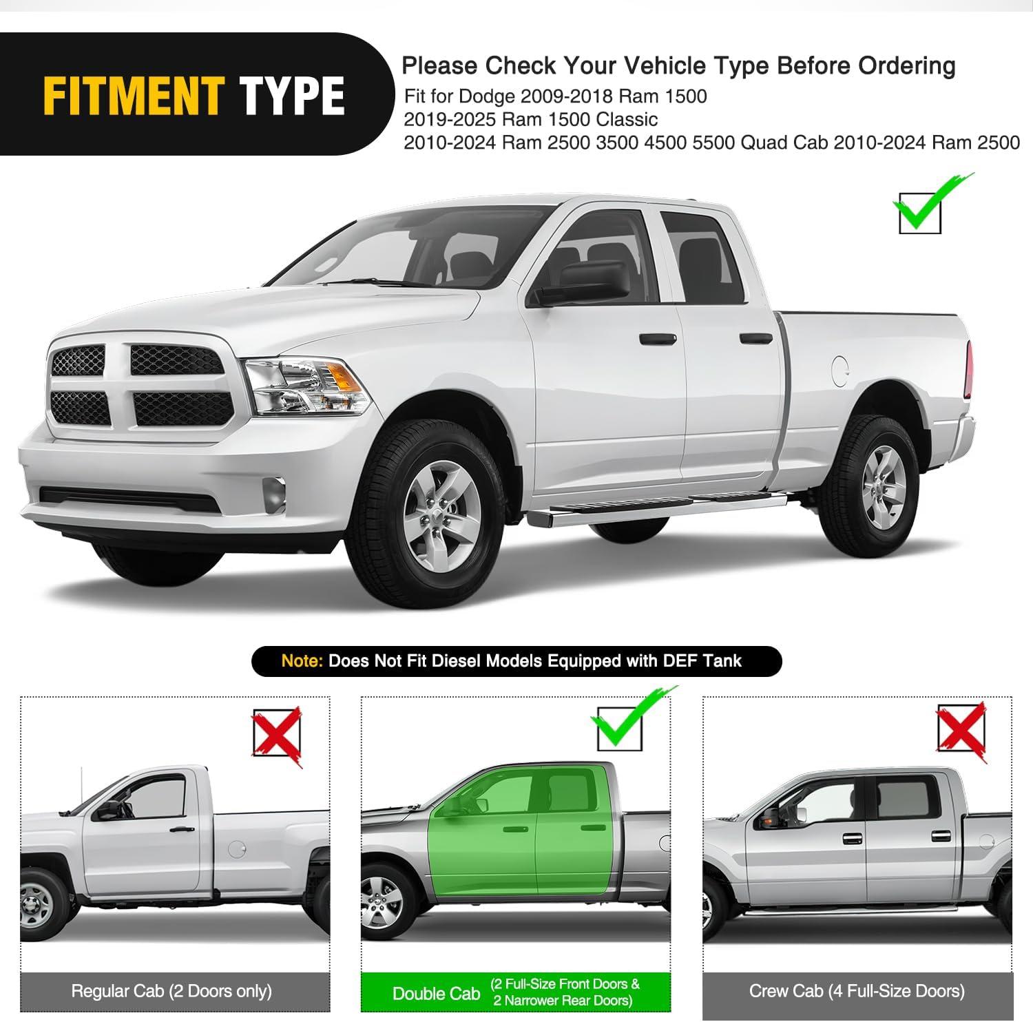 image:imageNilight Running Boards Compatible with Dodge Ram 20192024 1500 New Body Style Crew CabExclude 20192024 Classic 6 Inch Side Step 2 Years WarrantySilver