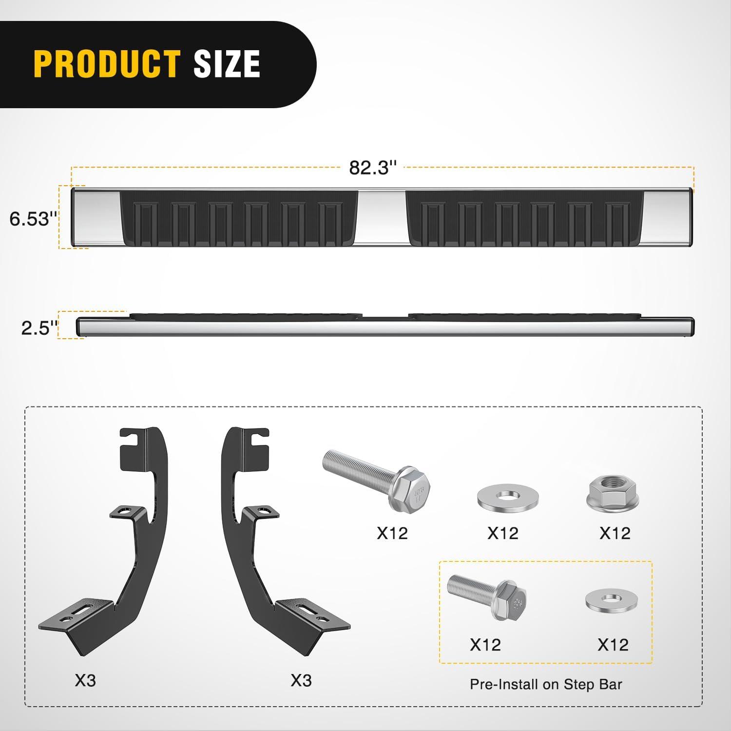 image:imageNilight Running Boards Compatible with Dodge Ram 20192024 1500 New Body Style Crew CabExclude 20192024 Classic 6 Inch Side Step 2 Years WarrantySilver