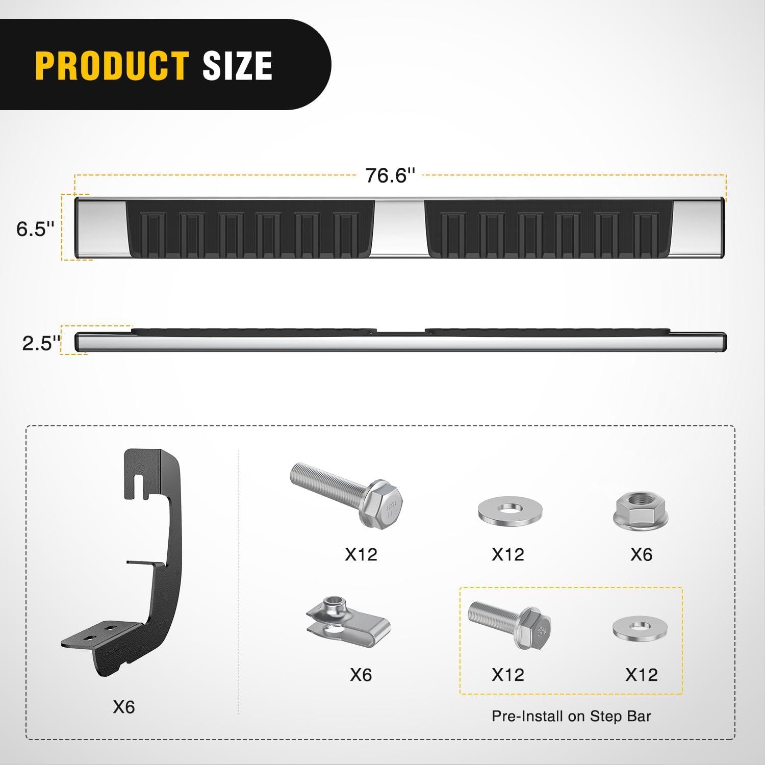 image:imageNilight Running Boards Compatible with Dodge Ram 20192024 1500 New Body Style Crew CabExclude 20192024 Classic 6 Inch Side Step 2 Years WarrantySilver