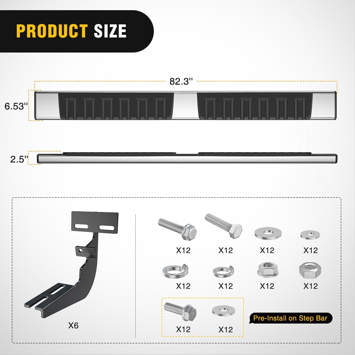 image:imageNilight Running Boards Compatible with Dodge Ram 20192024 1500 New Body Style Crew CabExclude 20192024 Classic 6 Inch Side Step 2 Years WarrantySilver