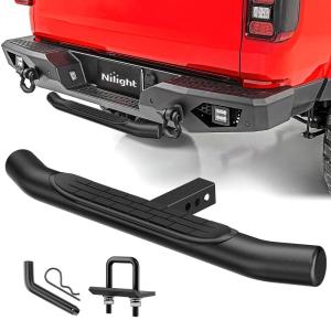 Nilight 36″ Hitch Step Fits 2″ Receivers 3″ Round Tubing Stainless Steel with Rubber Non-Slip Pad Rear Bumper Guard with 5/8″ Hitch Pin Clip & U-Bolts Stabilize for Pickup Truck Car SUV(36 Inch Hitch Step w/ Rubber Pad)