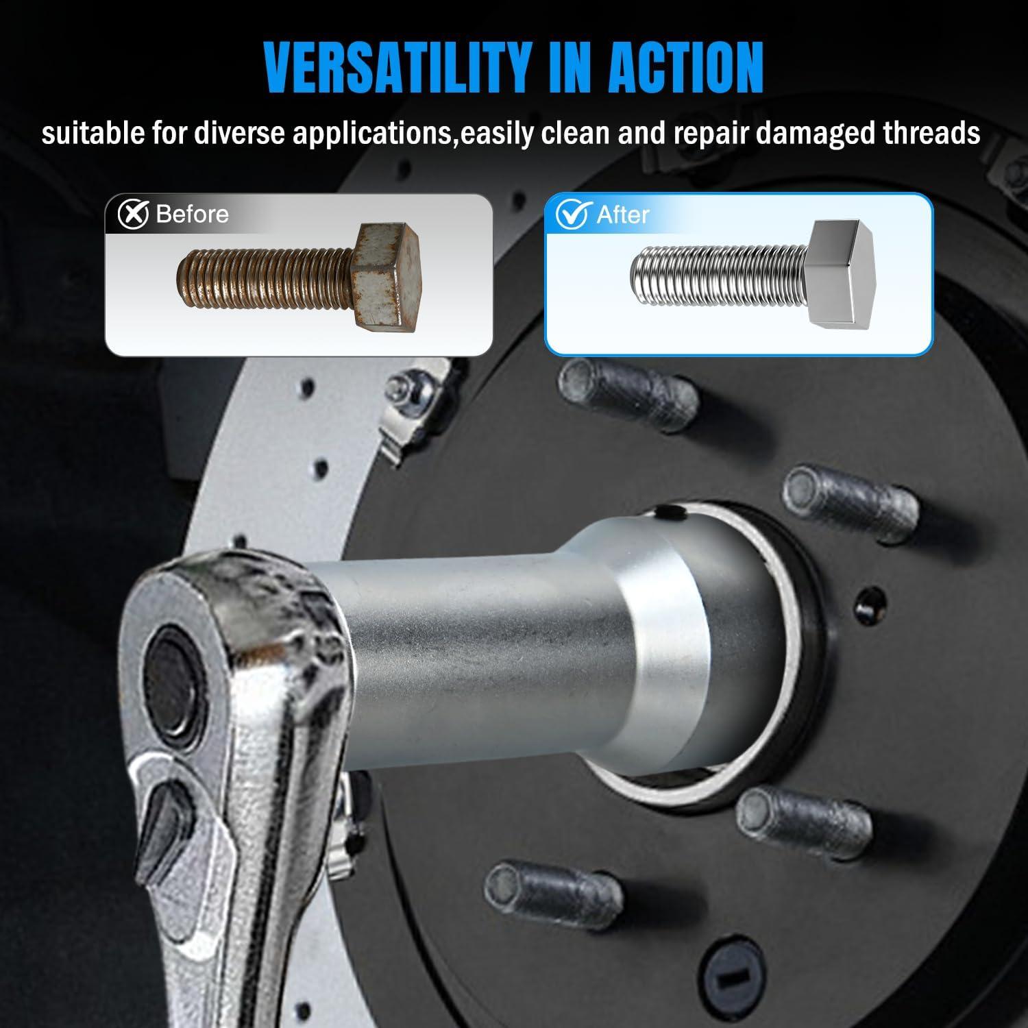 image:imageNilight 10PCS Axle Spindle Thread Set Wheel Stud Rethreading Chaser Repair Tool Kit with Case 8 Metric UNF Dies 1116 Extension Bar M20 M22 M24 1316 34 UNEF Nuts Automotive Tools for Mechanics