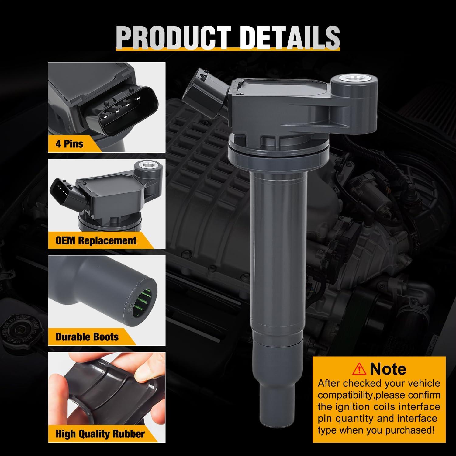 image:imageNilight Ignition Coil Pack Fit for Nissan Infiniti Suzuki Equator Murano Altima Maxima Pathfinder Quest Xterra NV150025003500 I35 QX4 20022014 35L 40L V6 OE UF349 C1406 Ignition Coils Set of 6Toyota Sienna Camry Lexus 9908 UF267 C1175 6PCS