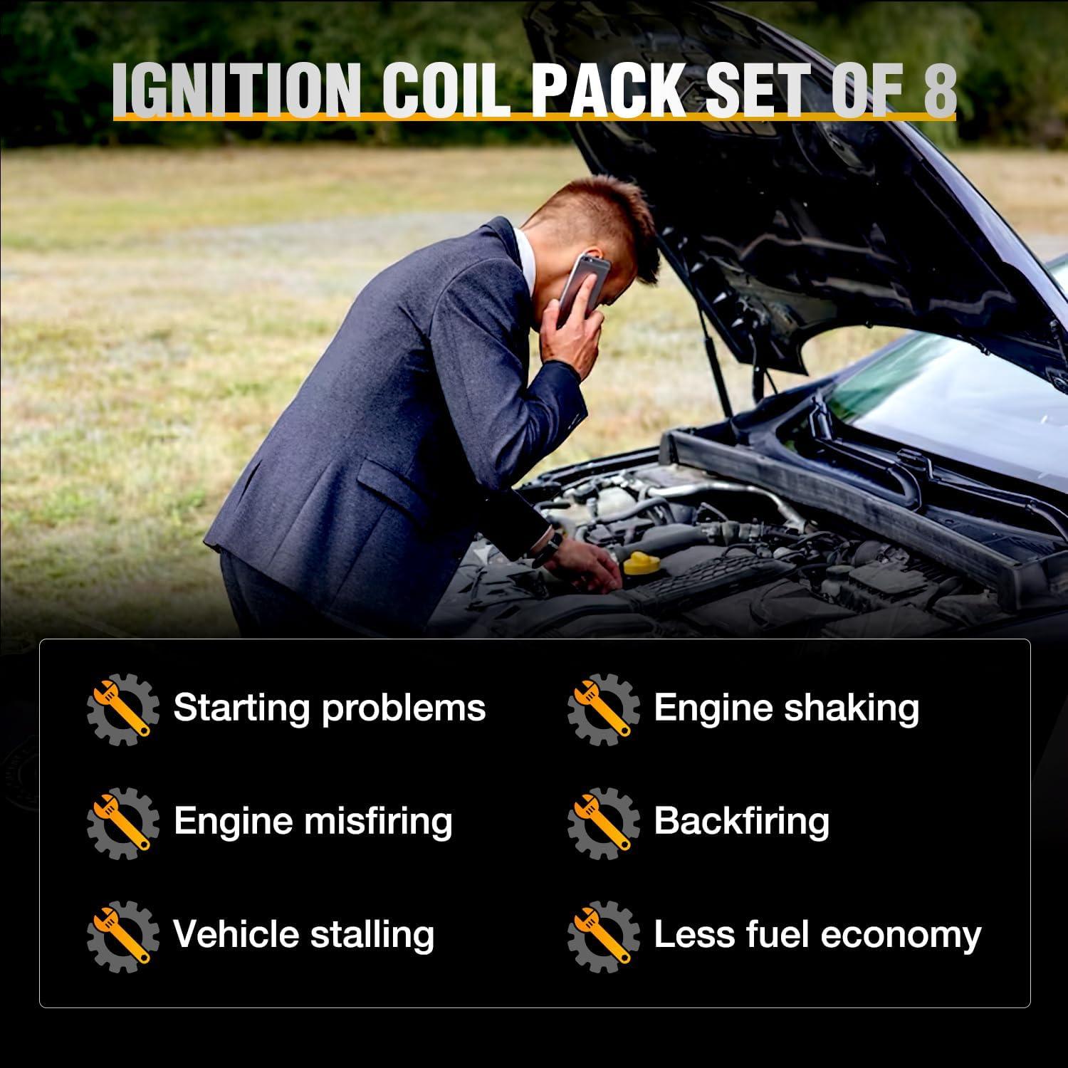 image:imageNilight Ignition Coil Pack Fit for Nissan Infiniti Suzuki Equator Murano Altima Maxima Pathfinder Quest Xterra NV150025003500 I35 QX4 20022014 35L 40L V6 OE UF349 C1406 Ignition Coils Set of 6Chevy GMC Cadillac V8 20022017 UF414 5C1555 8PCS