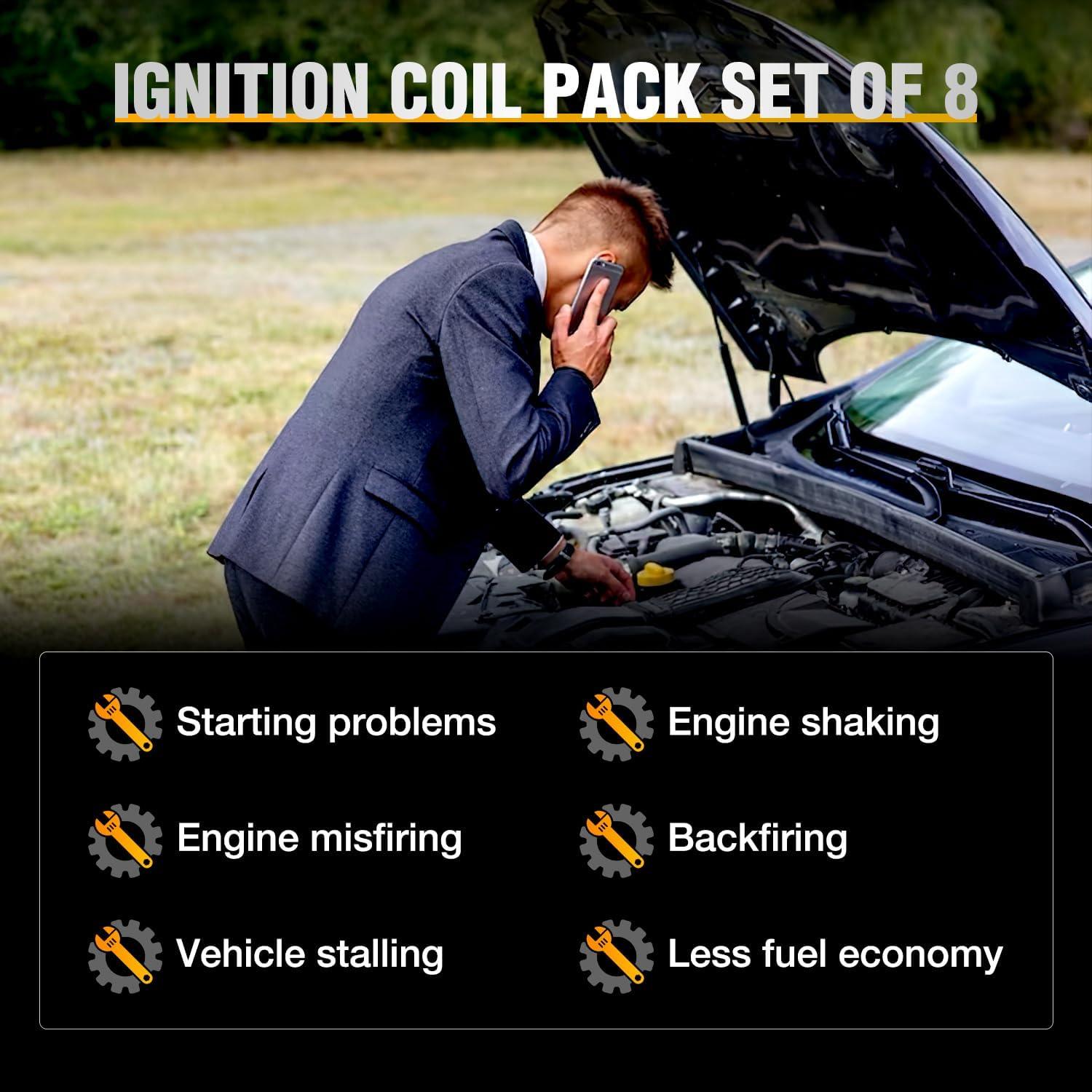 image:imageNilight Ignition Coil Pack Fit for Nissan Infiniti Suzuki Equator Murano Altima Maxima Pathfinder Quest Xterra NV150025003500 I35 QX4 20022014 35L 40L V6 OE UF349 C1406 Ignition Coils Set of 6Chevy GMC Cadillac Pontiac 20072018 UF413 8 PCS