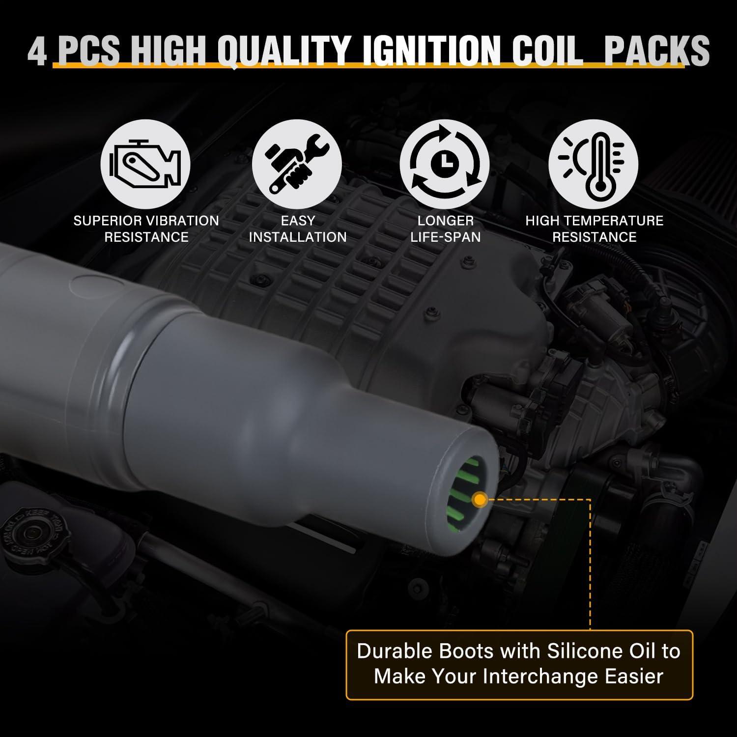 image:imageNilight Ignition Coil Pack Fit for Nissan Infiniti Suzuki Equator Murano Altima Maxima Pathfinder Quest Xterra NV150025003500 I35 QX4 20022014 35L 40L V6 OE UF349 C1406 Ignition Coils Set of 6Toyota Scion Camry 20002018 UF316 C1304 4PCS
