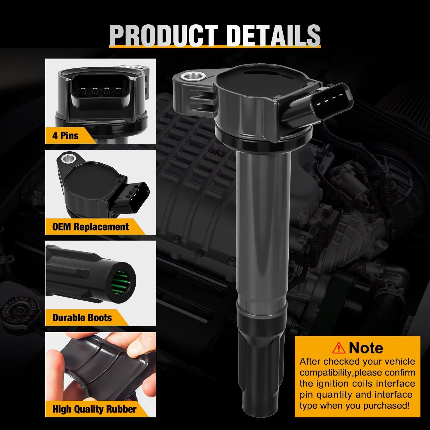 image:imageNilight Ignition Coil Pack Fit for Nissan Infiniti Suzuki Equator Murano Altima Maxima Pathfinder Quest Xterra NV150025003500 I35 QX4 20022014 35L 40L V6 OE UF349 C1406 Ignition Coils Set of 6Toyota Sienna Camry Lexus 0715 UF487 C1601 6PCS