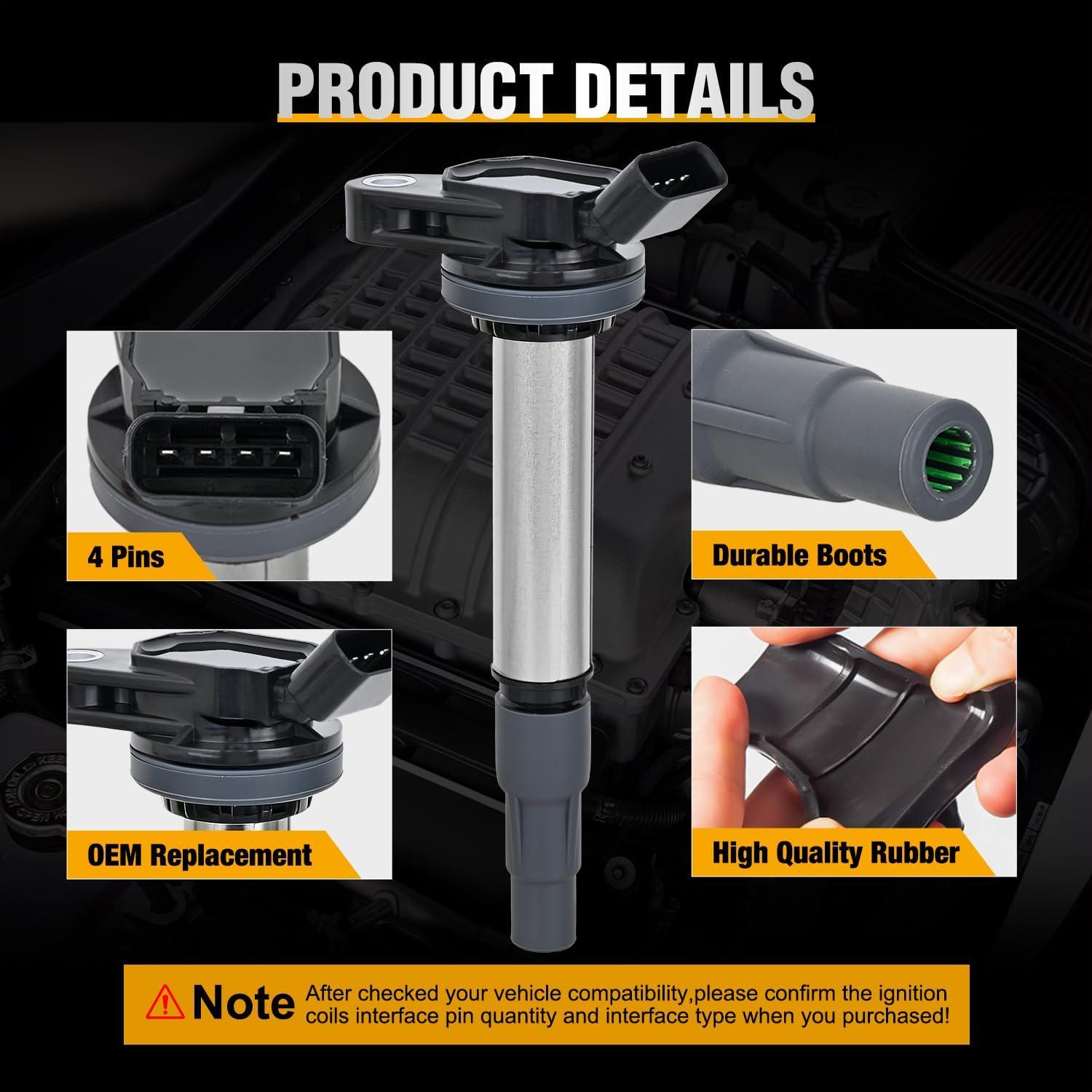 image:imageNilight Ignition Coil Pack Fit for Nissan Infiniti Suzuki Equator Murano Altima Maxima Pathfinder Quest Xterra NV150025003500 I35 QX4 20022014 35L 40L V6 OE UF349 C1406 Ignition Coils Set of 6Toyota Lexus Pontiac 0817 UF596 UF619 C1714 4PCS
