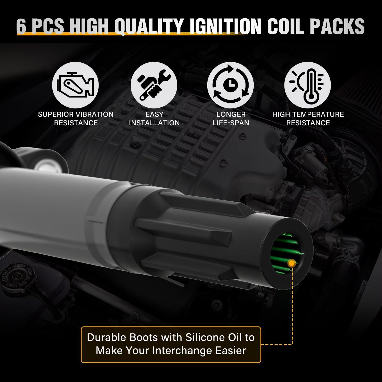 image:imageNilight Ignition Coil Pack Fit for Nissan Infiniti Suzuki Equator Murano Altima Maxima Pathfinder Quest Xterra NV150025003500 I35 QX4 20022014 35L 40L V6 OE UF349 C1406 Ignition Coils Set of 6Toyota Sienna Camry Lexus 0715 UF487 C1601 6PCS
