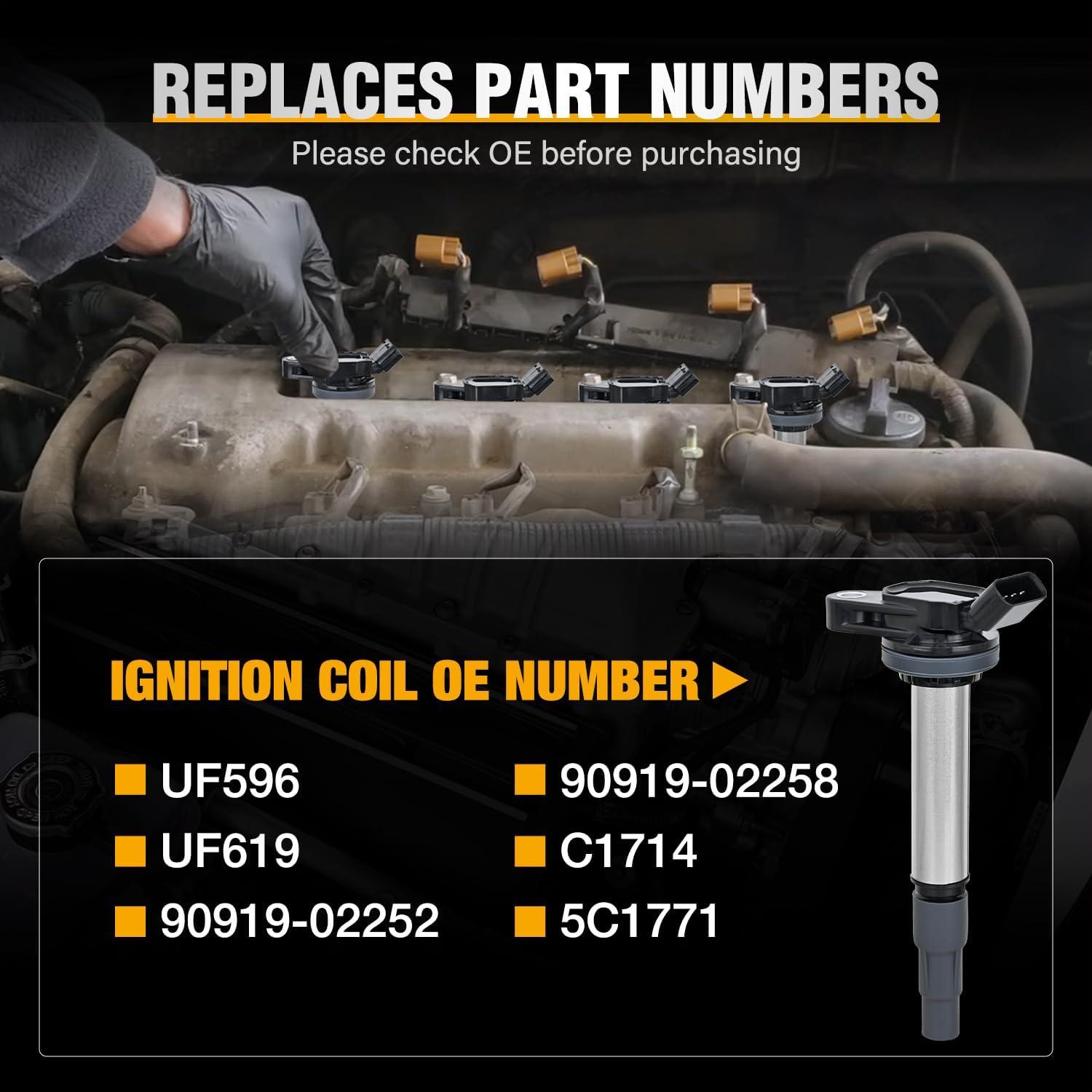 image:imageNilight Ignition Coil Pack Fit for Nissan Infiniti Suzuki Equator Murano Altima Maxima Pathfinder Quest Xterra NV150025003500 I35 QX4 20022014 35L 40L V6 OE UF349 C1406 Ignition Coils Set of 6Toyota Lexus Pontiac 0817 UF596 UF619 C1714 4PCS