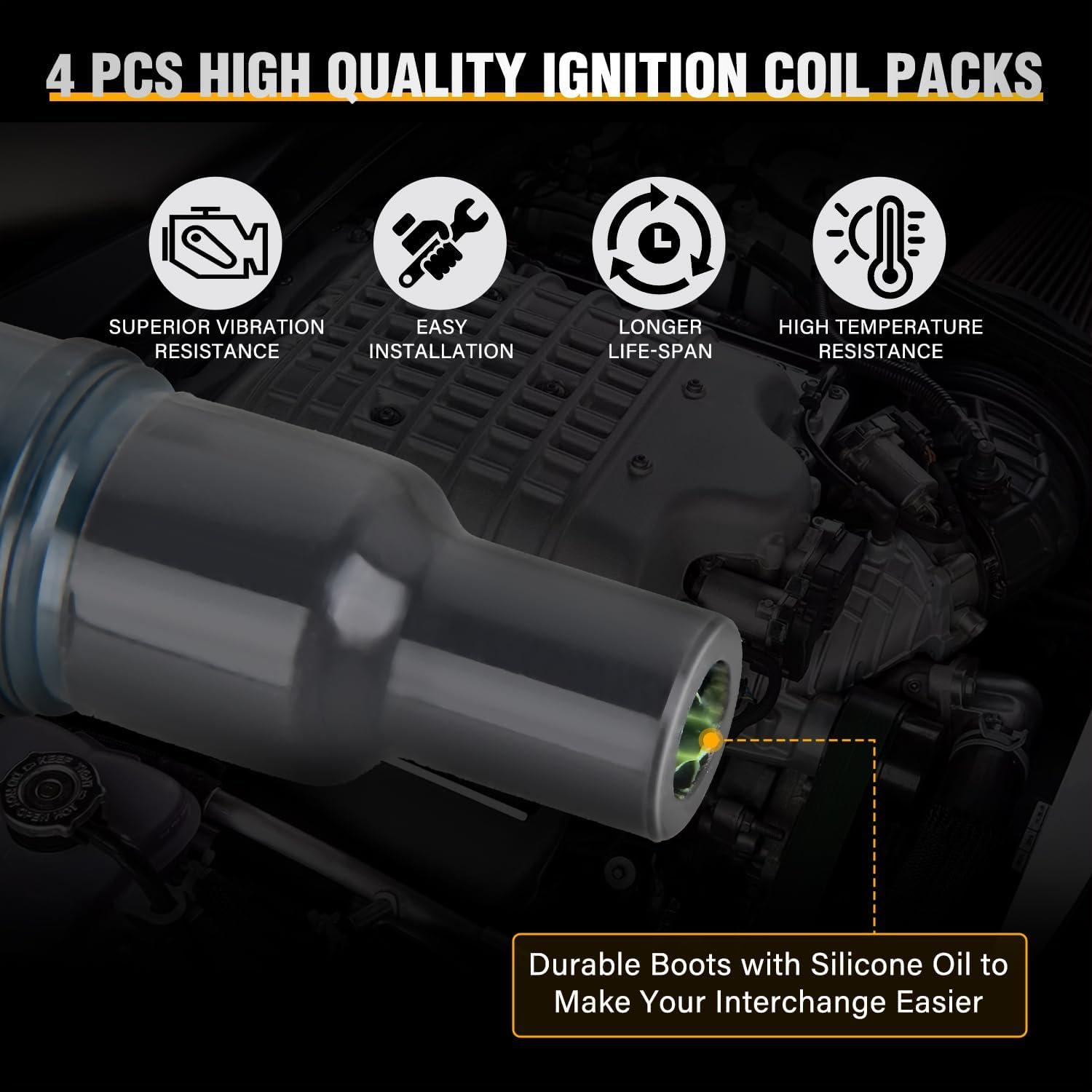 image:imageNilight Ignition Coil Pack Fit for Nissan Infiniti Suzuki Equator Murano Altima Maxima Pathfinder Quest Xterra NV150025003500 I35 QX4 20022014 35L 40L V6 OE UF349 C1406 Ignition Coils Set of 6Toyota Camry Lexus 20012012 UF333 C1330 4PCS