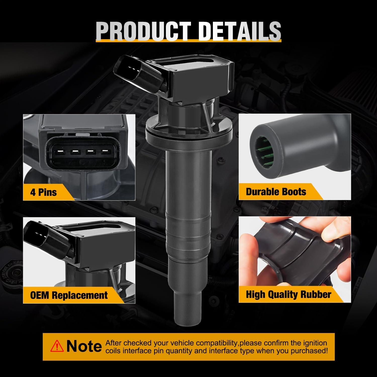 image:imageNilight Ignition Coil Pack Fit for Nissan Infiniti Suzuki Equator Murano Altima Maxima Pathfinder Quest Xterra NV150025003500 I35 QX4 20022014 35L 40L V6 OE UF349 C1406 Ignition Coils Set of 6Toyota Chevy Pontiac 20002008 UF247 UF315 4PCS