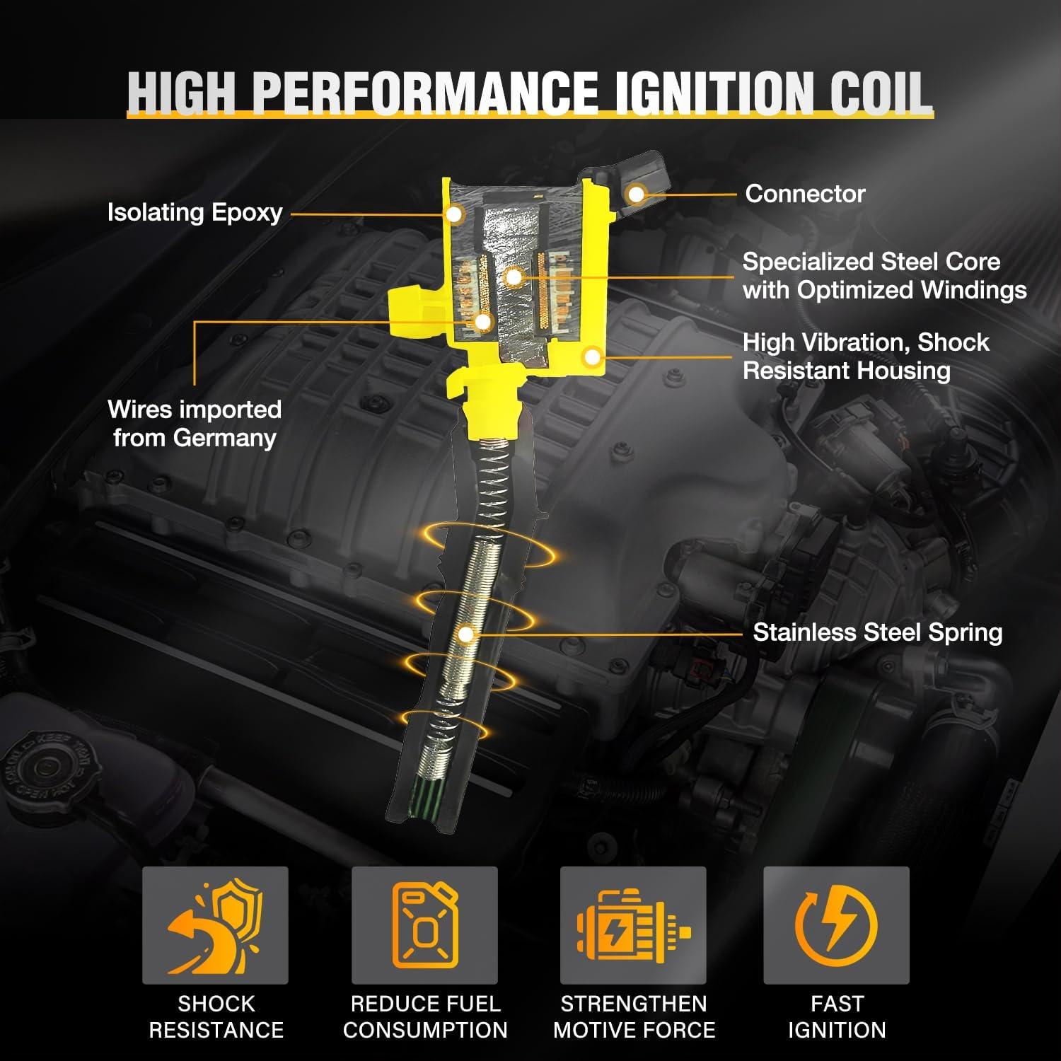 image:imageNilight Ignition Coil Pack Fit for Nissan Infiniti Suzuki Equator Murano Altima Maxima Pathfinder Quest Xterra NV150025003500 I35 QX4 20022014 35L 40L V6 OE UF349 C1406 Ignition Coils Set of 6Ford CROWN F150 19982008 DG508 DG457 DG472 8PCS