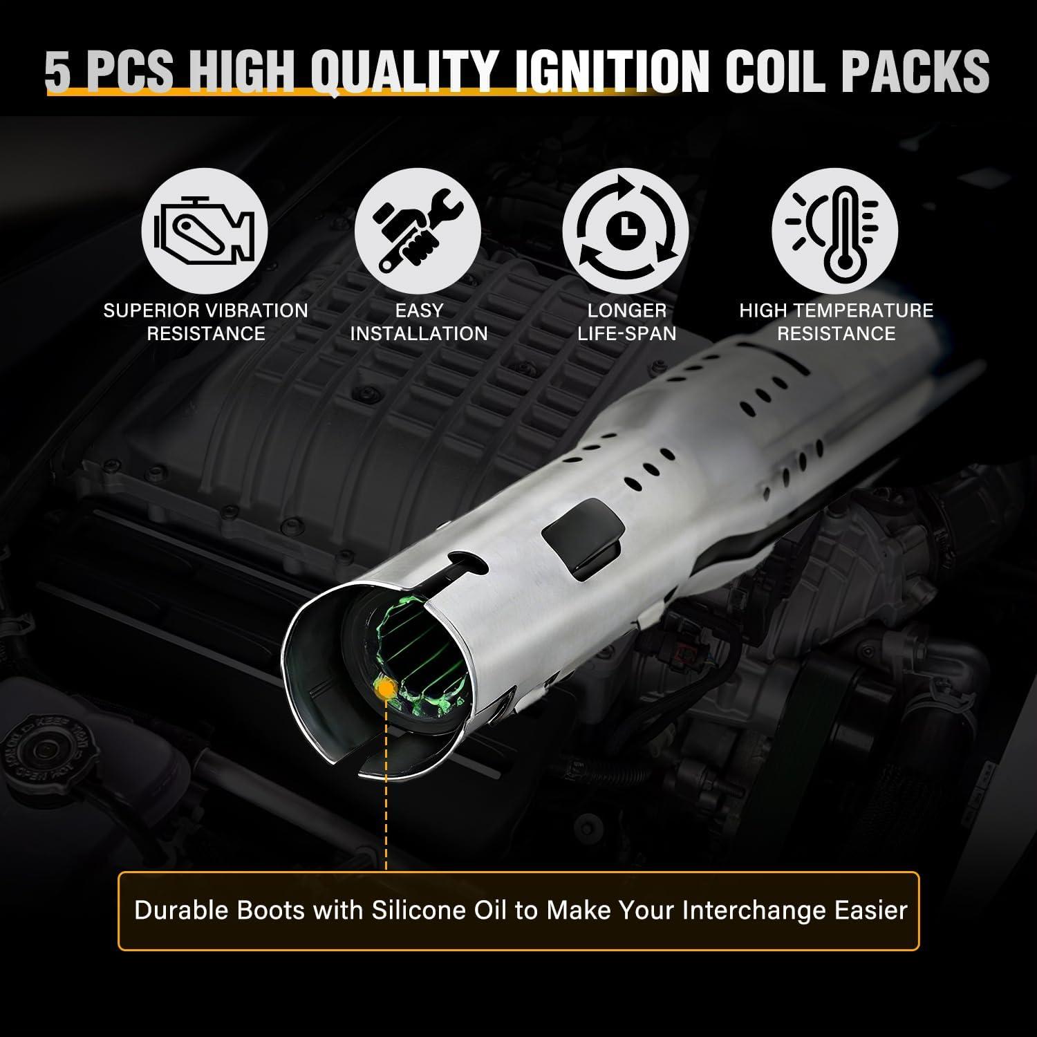 image:imageNilight Ignition Coil Pack Fit for Nissan Infiniti Suzuki Equator Murano Altima Maxima Pathfinder Quest Xterra NV150025003500 I35 QX4 20022014 35L 40L V6 OE UF349 C1406 Ignition Coils Set of 6Volkswagen VW Audi 20052015 UF575 07K905715 5PCS