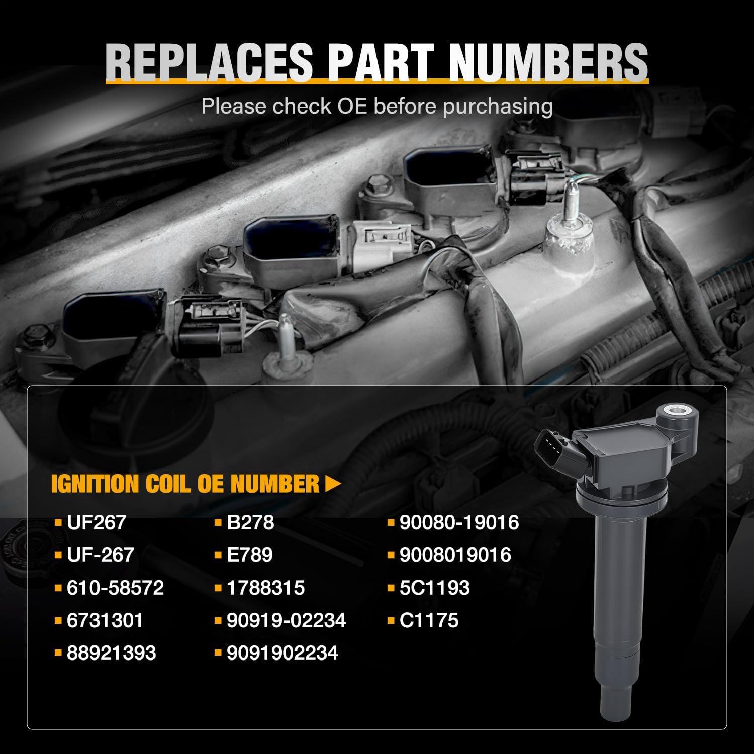 image:imageNilight Ignition Coil Pack Fit for Nissan Infiniti Suzuki Equator Murano Altima Maxima Pathfinder Quest Xterra NV150025003500 I35 QX4 20022014 35L 40L V6 OE UF349 C1406 Ignition Coils Set of 6Toyota Sienna Camry Lexus 9908 UF267 C1175 6PCS