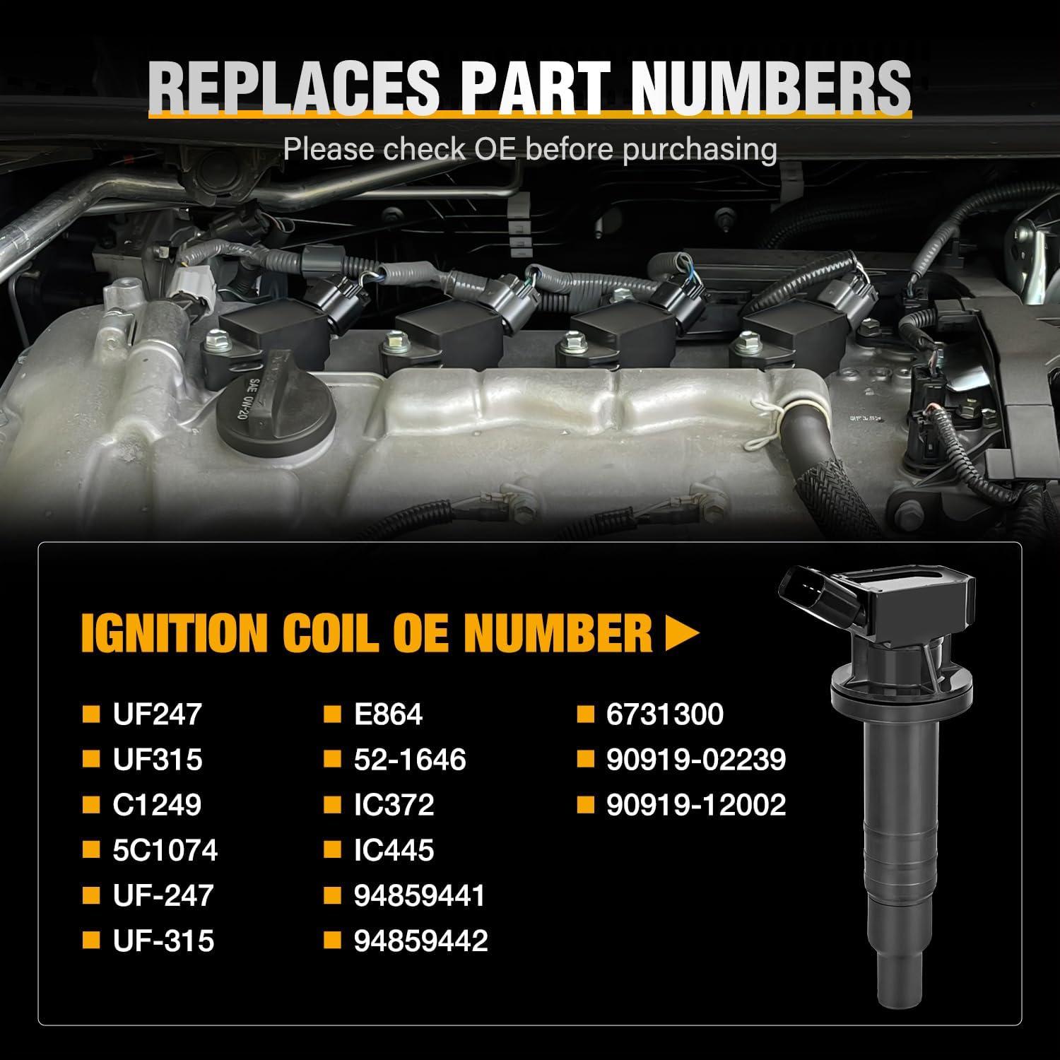 image:imageNilight Ignition Coil Pack Fit for Nissan Infiniti Suzuki Equator Murano Altima Maxima Pathfinder Quest Xterra NV150025003500 I35 QX4 20022014 35L 40L V6 OE UF349 C1406 Ignition Coils Set of 6Toyota Chevy Pontiac 20002008 UF247 UF315 4PCS