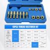Nilight 15PCS Metric Thread Chaser Set Master Thread Repair Kit with Case 7 Taps 7 Dies 1 Threads File Universal M6 M8 M10 M12 Sizes Automotive Tool for Mechanics Auto Shops Home Garage Mobile Repair