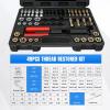 Nilight 49PCS Metric Thread Chaser Set SAE Metrics Master Thread Repair Kit with Case 22 Taps 24 Dies 3 Thread Files Universal UNC UNF Sizes Automotive Tool for Mechanics Auto Shops Home Garage Repair