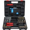Nilight 49PCS Metric Thread Chaser Set SAE Metrics Master Thread Repair Kit with Case 22 Taps 24 Dies 3 Thread Files Universal UNC UNF Sizes Automotive Tool for Mechanics Auto Shops Home Garage Repair