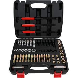 Nilight 61PCS Metric Thread Chaser Set SAE Metrics Master Thread Repair Kit with Case 28 Taps 28 Dies 3 Files 2 Gauges Universal UNC UNF Sizes Automotive Tool for Mechanic Auto Shop Home Garage Repair