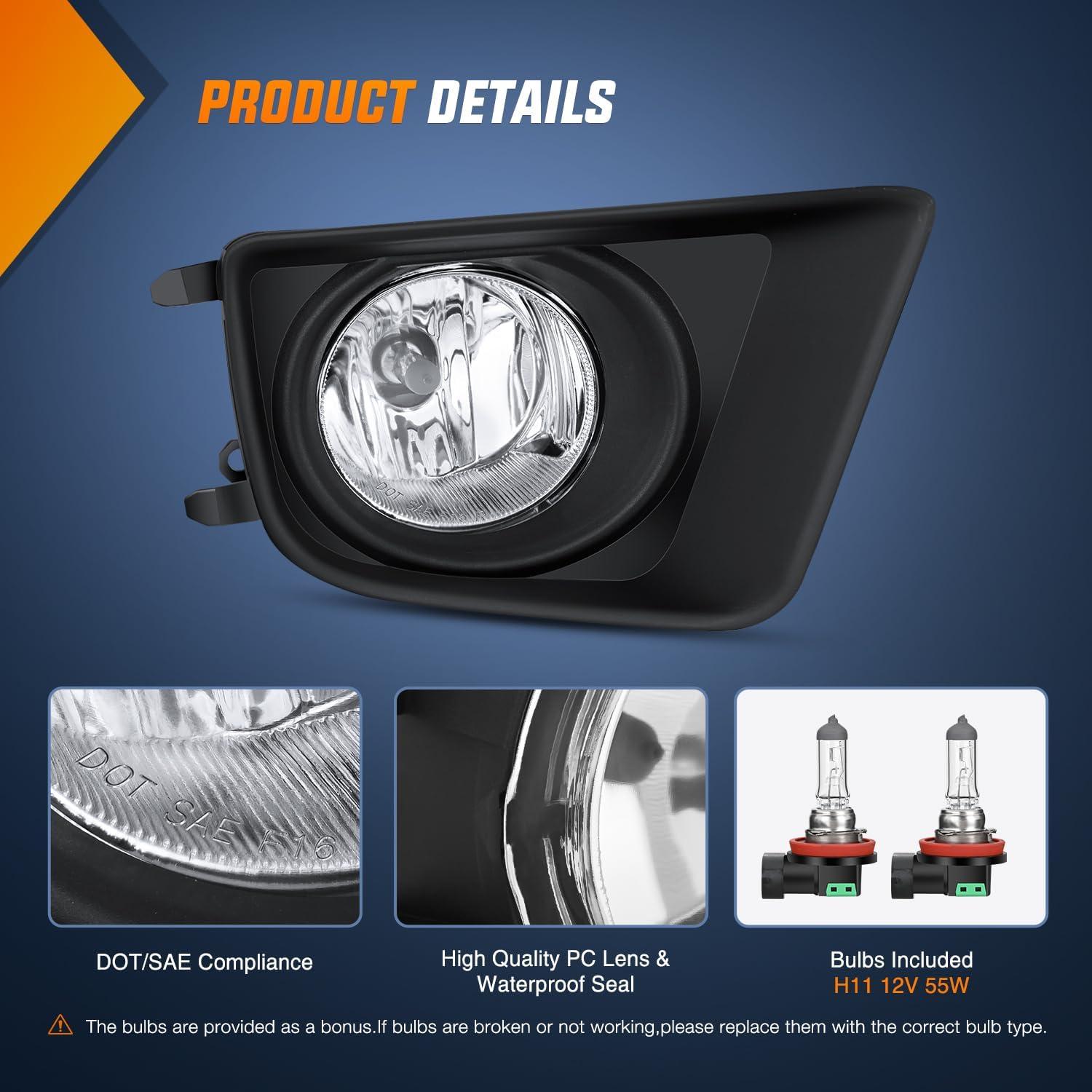image:imageNilight Fog Light Assembly Compatible with 2002 2003 2004 Toyota Camry 2005 2006 2007 2008 Toyota Corolla 2002 2003 2004 Toyota Camry Fog Lamps Replacement Clear Lens with 9006 12V 55W Bulbs20122015 Toyota Tacoma