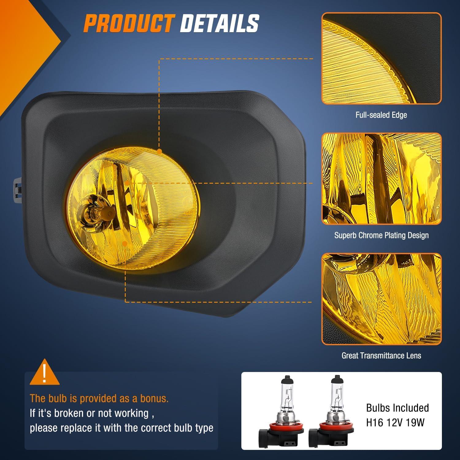 image:imageNilight Fog Light Assembly Compatible with 2002 2003 2004 Toyota Camry 2005 2006 2007 2008 Toyota Corolla 2002 2003 2004 Toyota Camry Fog Lamps Replacement Clear Lens with 9006 12V 55W Bulbs20162023 Toyota Tacoma Amber
