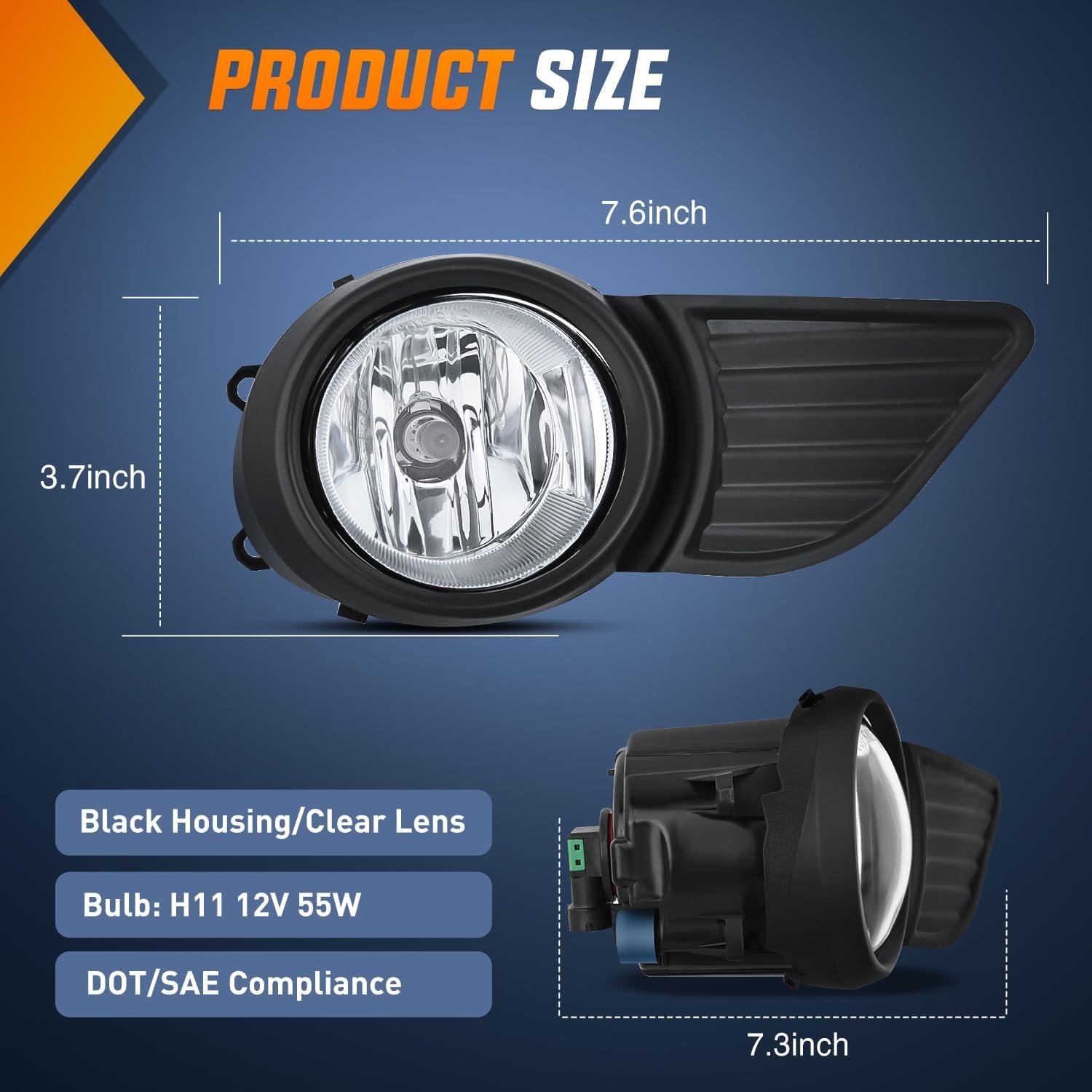 image:imageNilight Fog Light Assembly Compatible with 2002 2003 2004 Toyota Camry 2005 2006 2007 2008 Toyota Corolla 2002 2003 2004 Toyota Camry Fog Lamps Replacement Clear Lens with 9006 12V 55W Bulbs20112017 Sienna