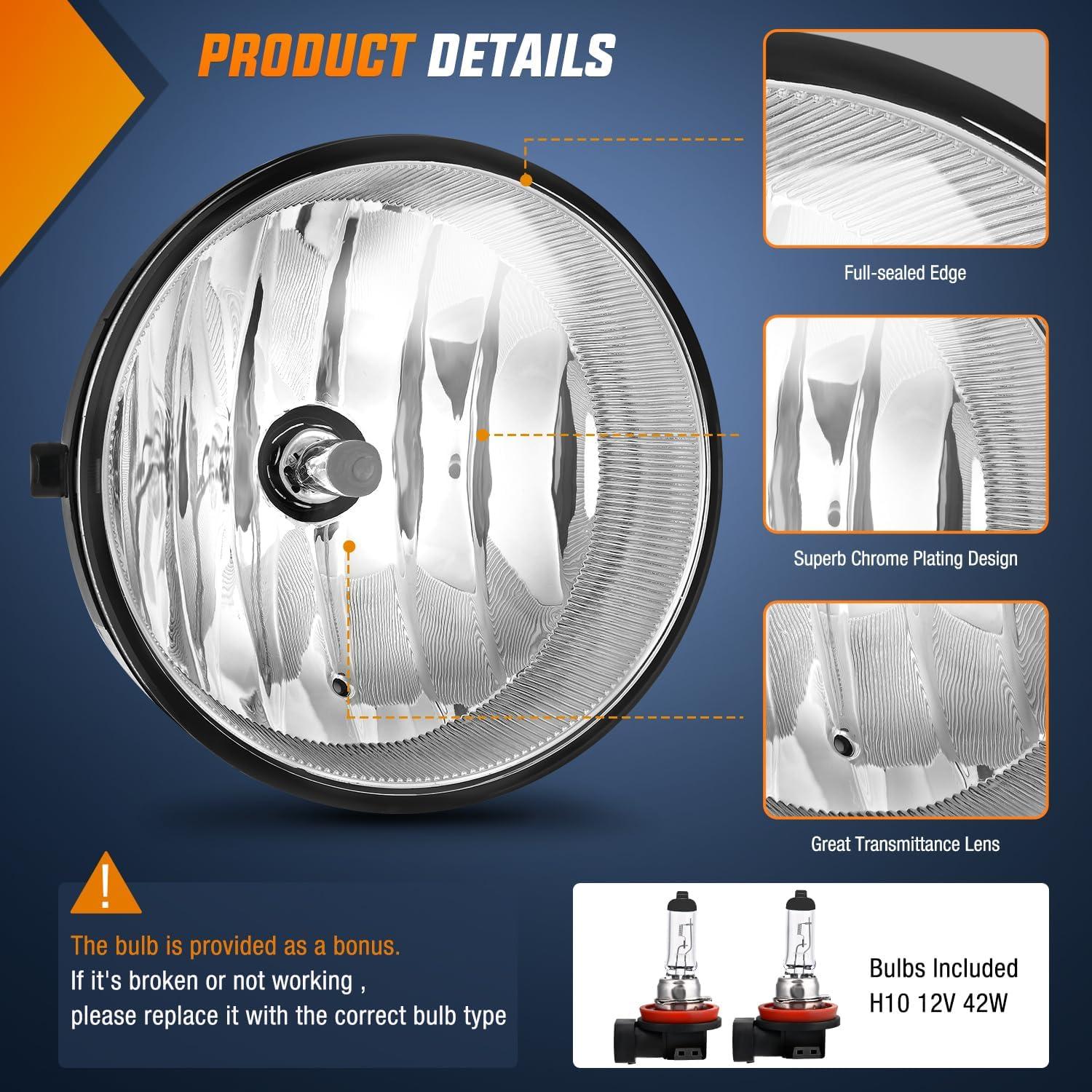 image:imageNilight Fog Light Assembly Compatible with 2002 2003 2004 Toyota Camry 2005 2006 2007 2008 Toyota Corolla 2002 2003 2004 Toyota Camry Fog Lamps Replacement Clear Lens with 9006 12V 55W Bulbs20052011 Tacoma20072013 Tundra Clear