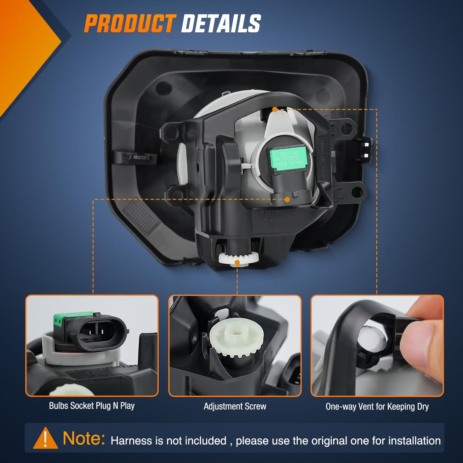 image:imageNilight Fog Light Assembly Compatible with 2002 2003 2004 Toyota Camry 2005 2006 2007 2008 Toyota Corolla 2002 2003 2004 Toyota Camry Fog Lamps Replacement Clear Lens with 9006 12V 55W Bulbs20162023 Toyota Tacoma Amber