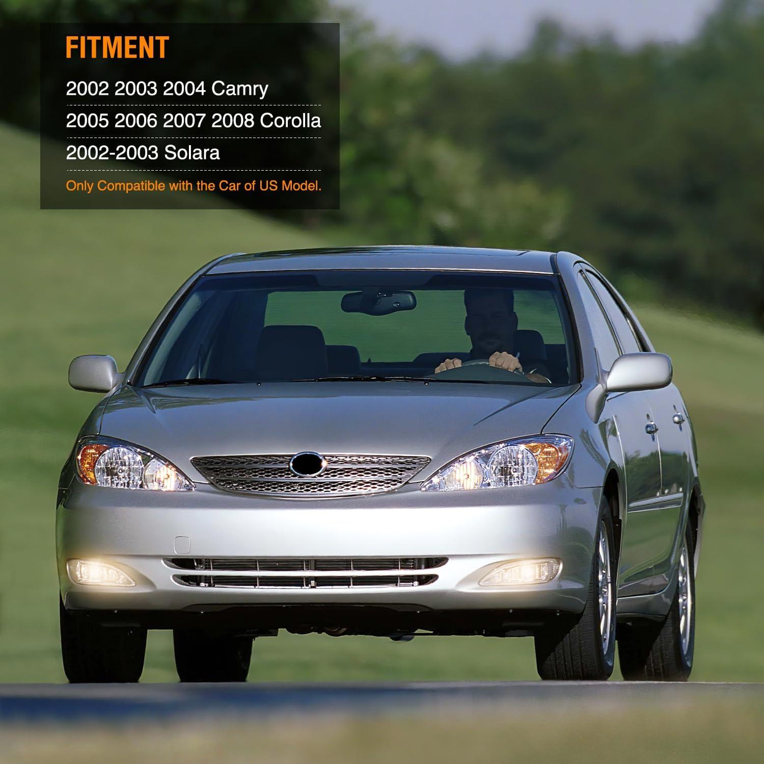 image:imageNilight Fog Light Assembly Compatible with 2002 2003 2004 Toyota Camry 2005 2006 2007 2008 Toyota Corolla 2002 2003 2004 Toyota Camry Fog Lamps Replacement Clear Lens with 9006 12V 55W Bulbs20022004 Toyota Camry20052008 Corolla