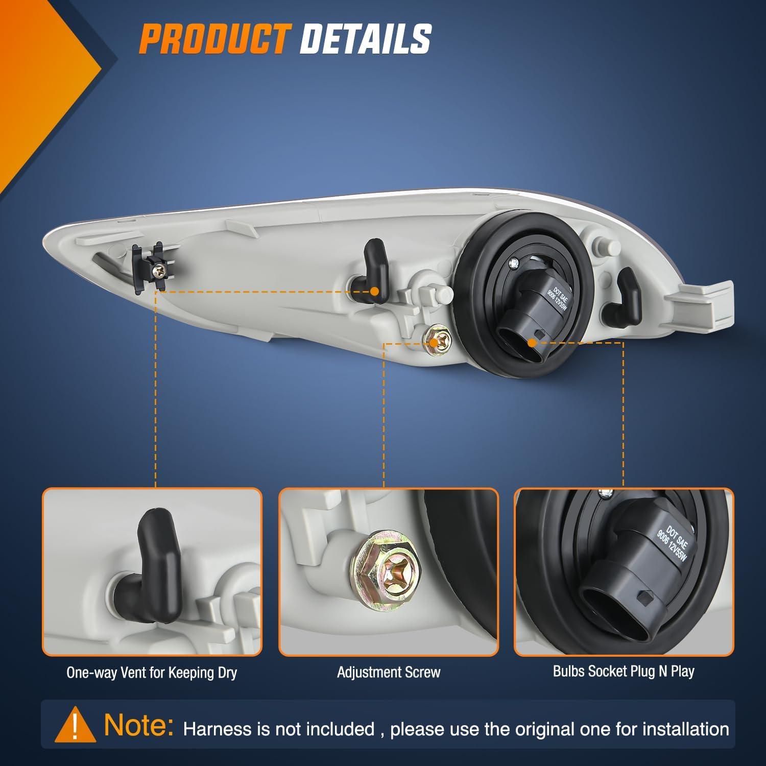 image:imageNilight Fog Light Assembly Compatible with 2002 2003 2004 Toyota Camry 2005 2006 2007 2008 Toyota Corolla 2002 2003 2004 Toyota Camry Fog Lamps Replacement Clear Lens with 9006 12V 55W Bulbs20022004 Toyota Camry20052008 Corolla