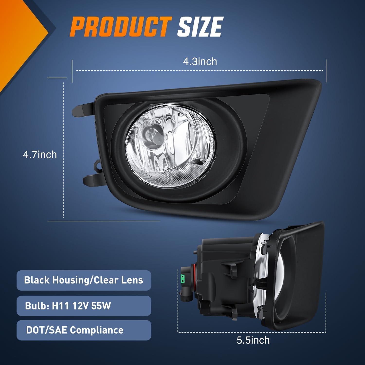 image:imageNilight Fog Light Assembly Compatible with 2002 2003 2004 Toyota Camry 2005 2006 2007 2008 Toyota Corolla 2002 2003 2004 Toyota Camry Fog Lamps Replacement Clear Lens with 9006 12V 55W Bulbs20122015 Toyota Tacoma