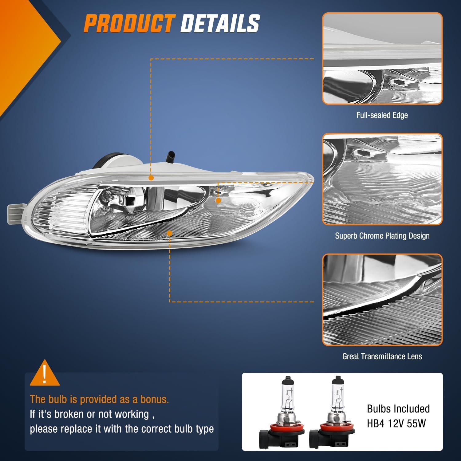 image:imageNilight Fog Light Assembly Compatible with 2002 2003 2004 Toyota Camry 2005 2006 2007 2008 Toyota Corolla 2002 2003 2004 Toyota Camry Fog Lamps Replacement Clear Lens with 9006 12V 55W Bulbs20022004 Toyota Camry20052008 Corolla