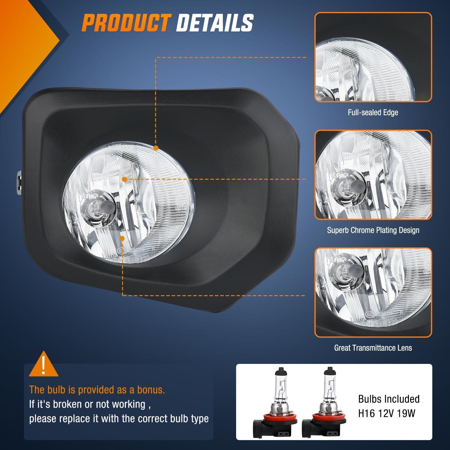 image:imageNilight Fog Light Assembly Compatible with 2002 2003 2004 Toyota Camry 2005 2006 2007 2008 Toyota Corolla 2002 2003 2004 Toyota Camry Fog Lamps Replacement Clear Lens with 9006 12V 55W Bulbs20162023 Toyota Tacoma Clear