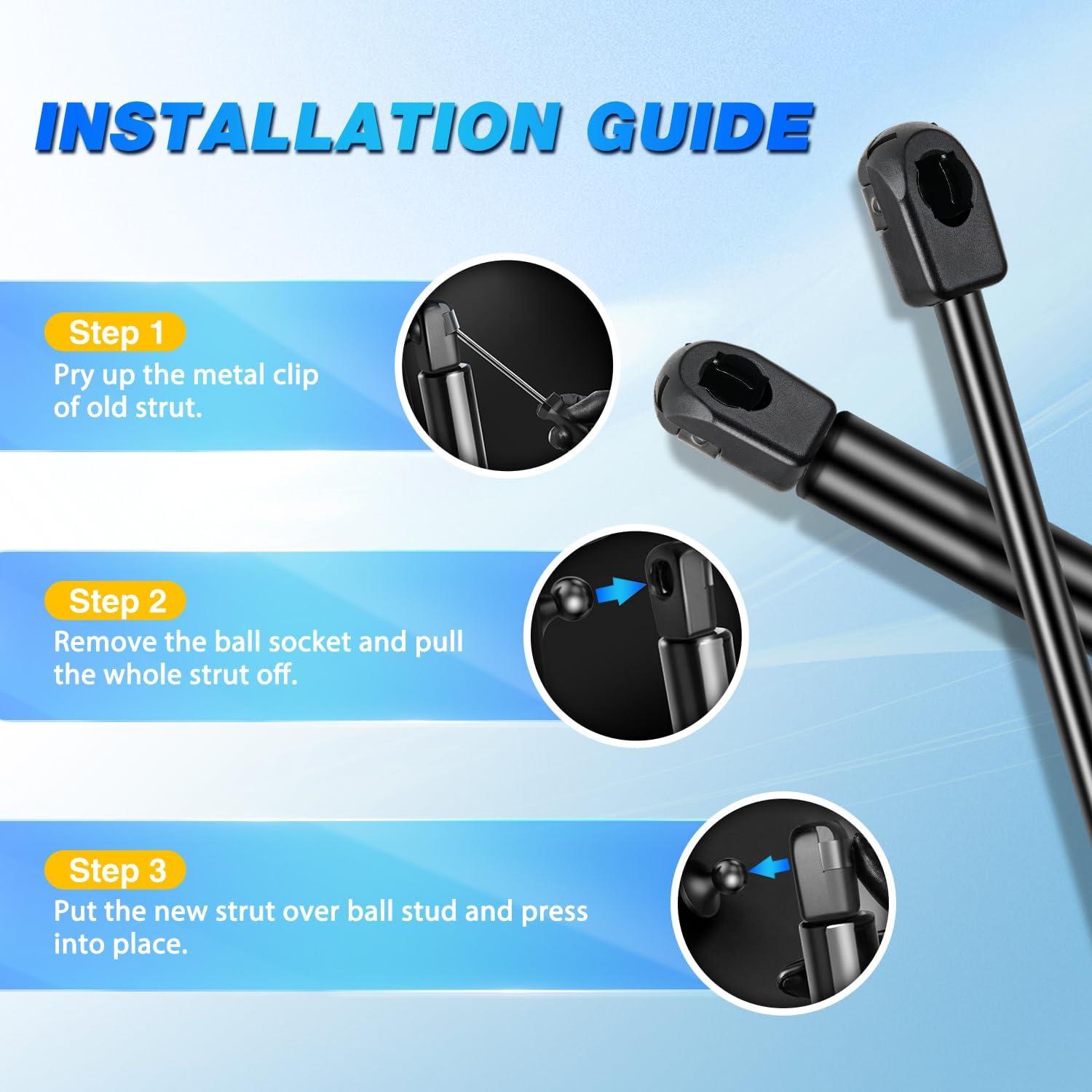 image:imageNilight Hood Gas Struts Lift Supports 6489 for Hyundai Sonata 20112014 Spring Shocks 15 Inch 2PCS Set Rod4364