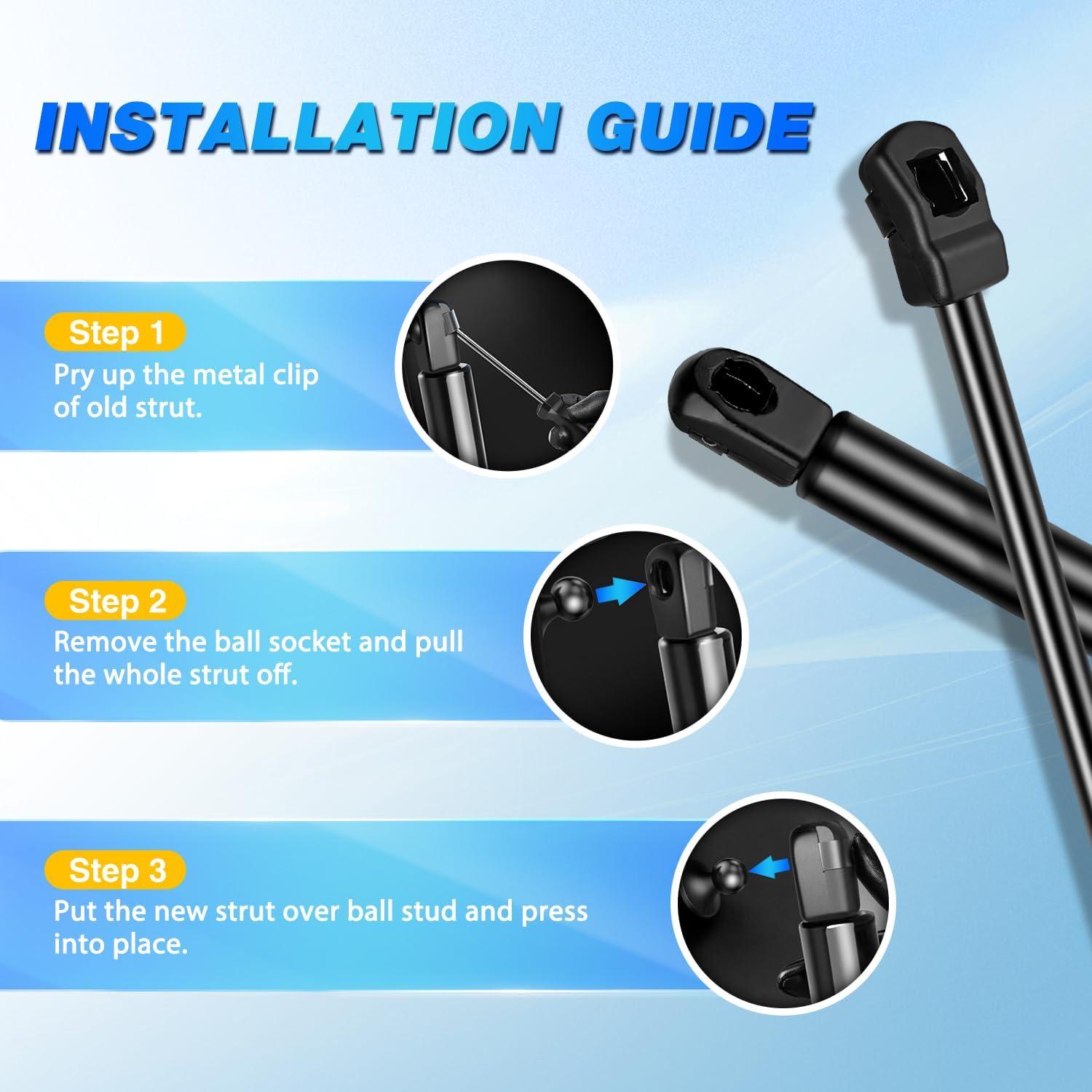 image:imageNilight Hood Gas Struts Lift Supports 6489 for Hyundai Sonata 20112014 Spring Shocks 15 Inch 2PCS Set Rod6179