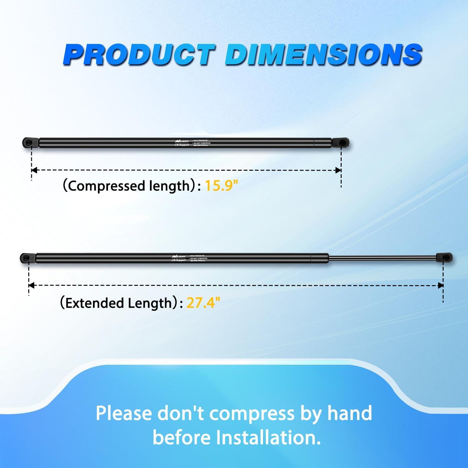 image:imageNilight Hood Gas Struts Lift Supports 6489 for Hyundai Sonata 20112014 Spring Shocks 15 Inch 2PCS Set Rod6333