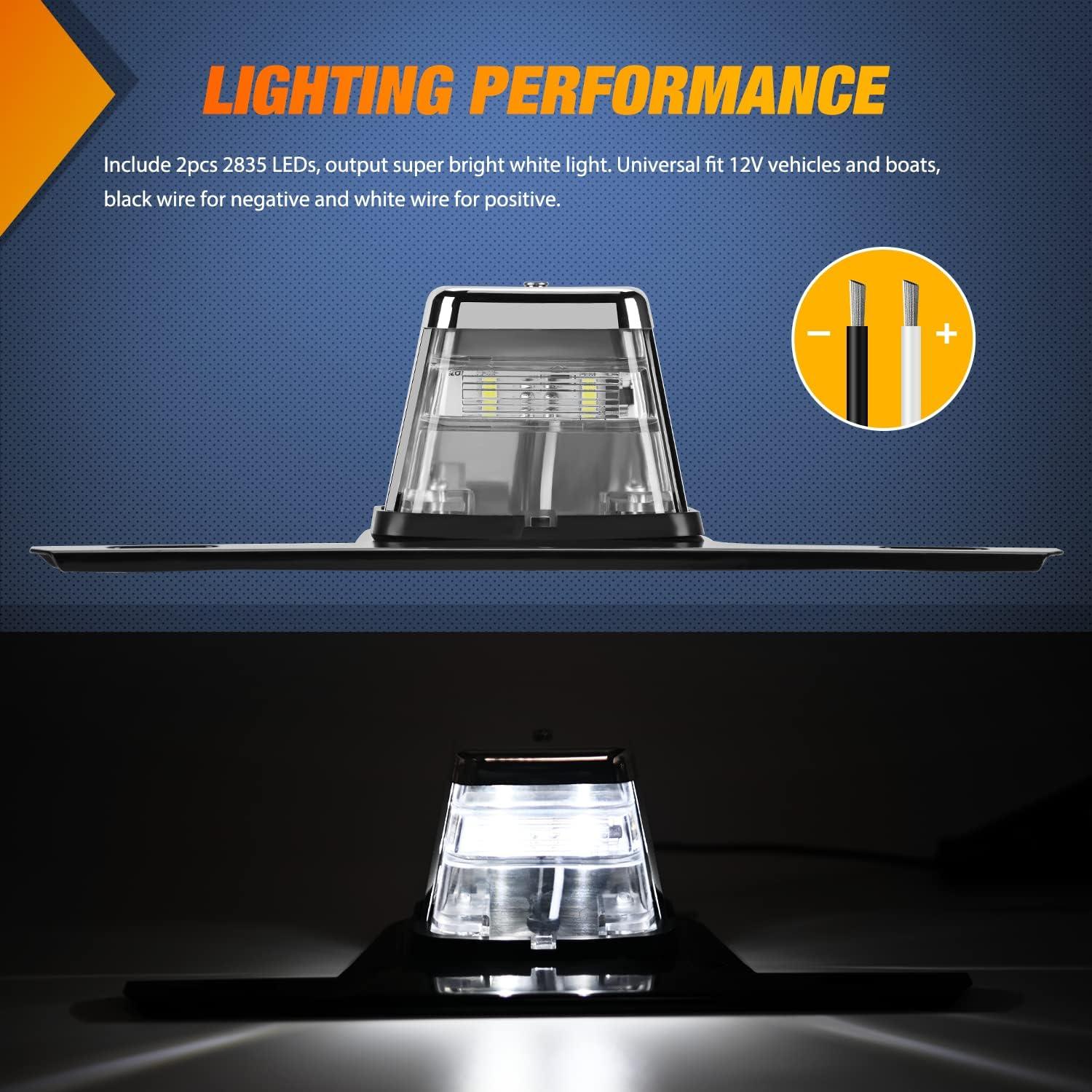 image:imageNilight LED License Plate Light wBracket Mount Waterproof Courtesy Step Tag Dome Cargo Lights Chrome Housing 12V for Truck Trailer RV UTV ATV Camper BoatLicense Plate Light wBracket