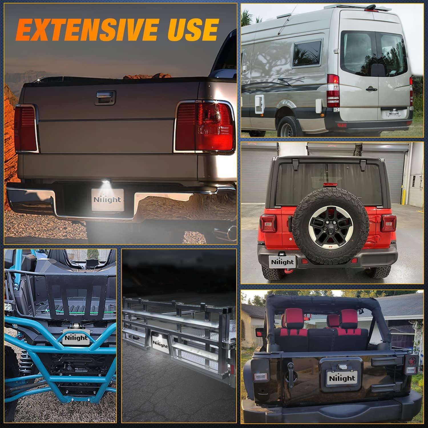 image:imageNilight LED License Plate Light wBracket Mount Waterproof Courtesy Step Tag Dome Cargo Lights Chrome Housing 12V for Truck Trailer RV UTV ATV Camper BoatLicense Plate Light wBracket