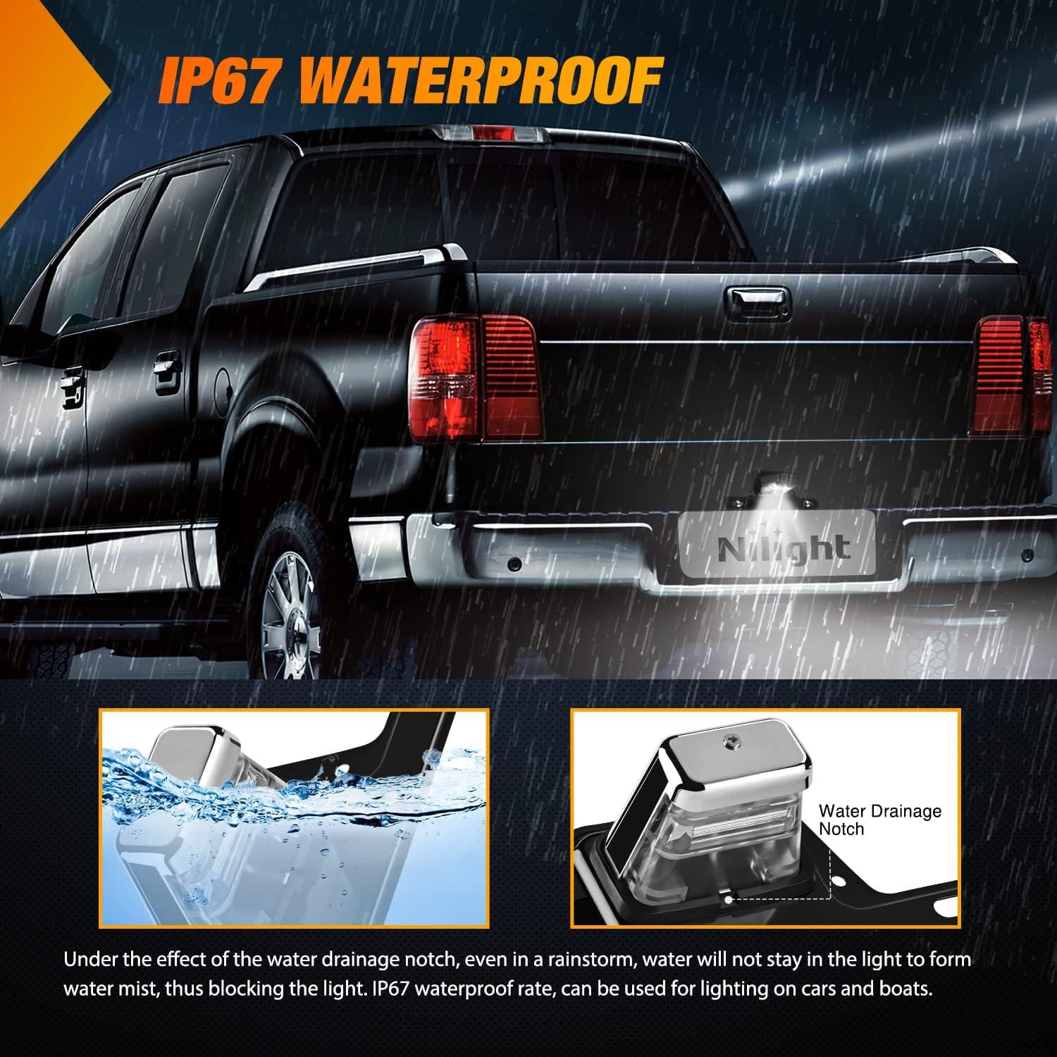 image:imageNilight LED License Plate Light wBracket Mount Waterproof Courtesy Step Tag Dome Cargo Lights Chrome Housing 12V for Truck Trailer RV UTV ATV Camper BoatLicense Plate Light wBracket